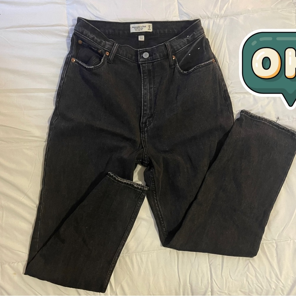 Abercrombie & Fitch ultra high rise wash black jeans